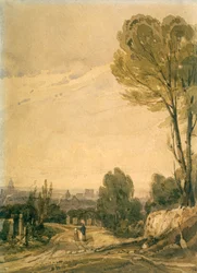 Paříž pohled ze hřbitova Pere Lachaise, c1825