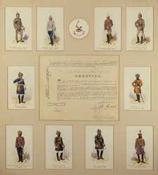 Důstojníci britské armády v uniformě od R. Simkina, 19. století