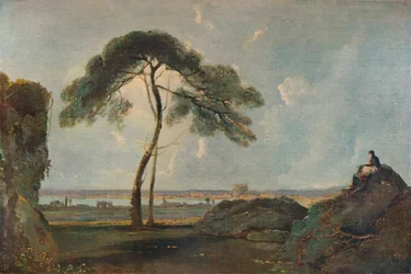 Italská krajina s kamennou borovicí, c1756, 1938