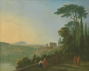 Jezero Nemi a Genzano z terasy kapucínského kláštera, ca. 1756-57.