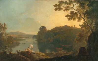 Říční scéna: koupající se a dobytek, kolem 1763-65 (olej na plátně)
