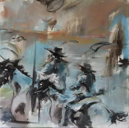 Překrytí modrých jezdců, 2015 (akvarel)