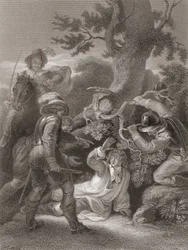 Vévoda z Monmouthu zajat po bitvě u Sedgemooru. Z „The History of England“, vydané v roce 1859.