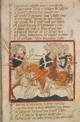 Egerton 3028 f.98 Porazí Saracény vyslané jim vstříc, ilustrace z 