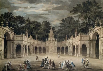 The Illuminations at Buckingham House k narozeninám krále Jiřího III., 4. června 1783 (pero a wc)