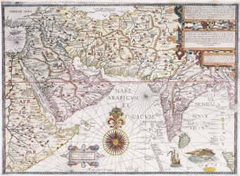 Mapa východní Afriky, Arábie a Indie, 1598