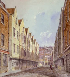 Pohled na Great Winchester Street s Winchester Place viditelným v dálce, Londýn, 1839.