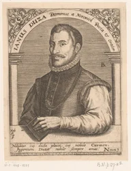 Portrét Januse Dousy Janus Duza Dominus a nortwickský básník a řečník. (název na objektu) Série portrétů učenců patnáctého a šestnáctého století (název série)