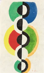 Rhythm, cca 1932 (kvaš, akvarel a štětec a inkoust na japonském nacré papíru)