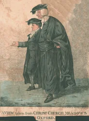 Pohled z Christ Church Meadows, Oxford, 1807