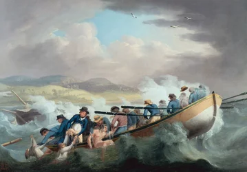 Přeživší ze ztroskotané lodi u Isle of Wight, které zachraňuje posádka H.M.S. Juno
