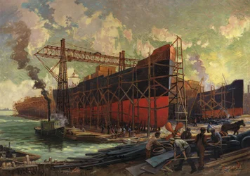 Stavba lodí v Ashbridges Bay, Toronto, 1918