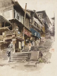 Ulice v Ikao, Japonsko II, 1890