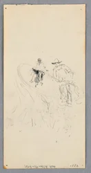 Kresba, Vnější stěna: Dvě postavy a neidentifikovatelné linie (verso), 1882.