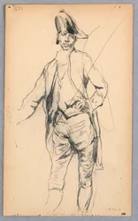 Kresba, Stojící mužská postava v kostýmu ze 17. století, 1876-77
