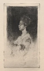 Profilová hlava japonské dívky, 1879.