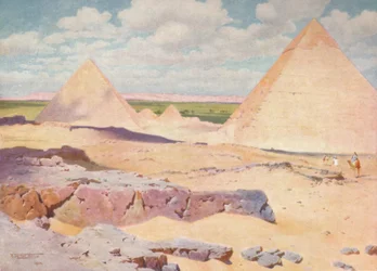 Pyramidy v Gizeh z pouště, c1880, 1904
