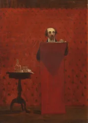 Charles Dickens při veřejném čtení, 1858