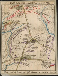 Chancellorsville, Va. Postavení armád 3. května 1863 v 8:00 až 17:00 LOC gvhs01.vhs00136