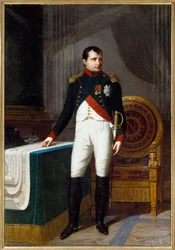 Celopostavný portrét Napoleona I. (1769-1821) v uniformě plukovníka gardových myslivců. Obraz Roberta Lefebvra (1755-1830), 19. století. V. 2,26 x 1,57 m, Paříž, Musée Carnavalet