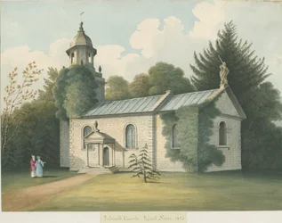 Patshull Church: malba vodovými barvami, 1826