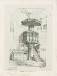 Wolverhampton - Kazatelna v kostele svatého Petra: litografie, nd [c 1844] (tisk)