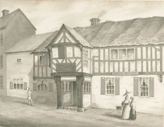 Wolverhampton - Kostel svatého Petra: sépiová kresba, 1837