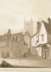 Wolverhampton - Kostel svatého Petra: sépiová kresba, 1838