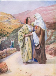 Ruth a Naomi, z The Bible Picture Book vydané Thomasem Nelsonem, kolem roku 1950