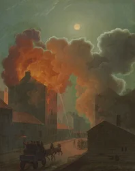 A Fire in Boston by Moonlight, c.1830-1835