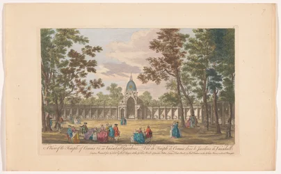 Gezicht op de Temple of Comus ve Vauxhall Gardens te Londen Pohled na Comusův chrám atd. ve Vauxhall Gardens (název na objektu) Ranelagh Gardens en Vauxhall Gardens (název série)