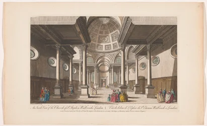 Pohled na interiér kostela Saint Stephen Walbrook v Londýně Vnitřní pohled na kostel St Stephen Walbrooke v Londýně (název na objektu) Londýn (název série)