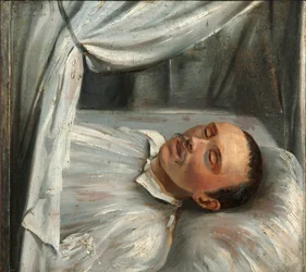 Básník Michail Lermontov 1814-1841 na smrtelné posteli, 1841.