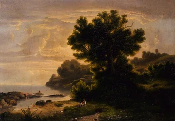 Krajina s rodinou u jezera, 1858.
