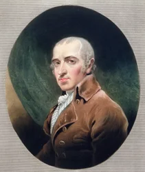 Mr James Gillray (1756-1815) ryl Charles Turner, vydal G. Humphrey v roce 1819 (ručně kolorovaný lept)