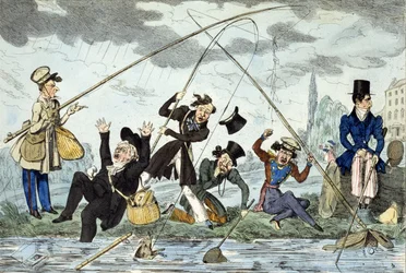 Waltonizing nebo Green-Land Fisherman, kolem 1830 (barevné rytí)