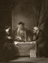 Jindřich VII. s Empsonem a Dudleyem, vyryl Worthington, ilustrace z Davida Humea 