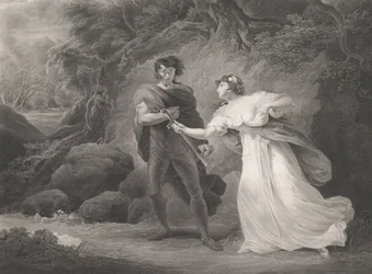 Pisanio a Imogen Shakespeare, Cymbeline, Akt 3, Scéna 4..., poprvé publikováno 1801, znovu vydáno 1852.