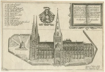 Katedrála Lichfield - South View: mědirytina a [17. století]