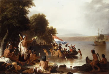 Přistání Henryho Hudsona, 1608 ve Verplanck Point, Near Peekskill, New York,
