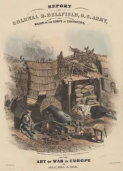 Zpráva plukovníka R. Delafielda z americké armády a majora ženijního sboru o válečném umění v Evropě v letech 1854, 1855 a 1856, litografie Bowen und Co., 1860 (chromolitografie)