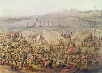Vojenský tábor (olej na mědi) (detail 341904)