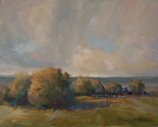 Vycházející měsíc, 2016 (olej na desce)