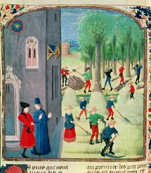 Paní Lat 1173 Výroba sena a dřeva, z hodin Charles d