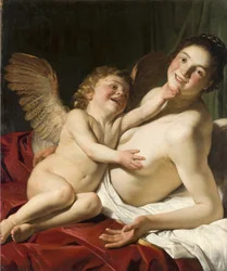 ""Venuše a Cupidon"" (Venuše a Cupid) Peinture de Roeloff van Zijl (aktuální verš 1608-1631) verš 1625 Frans Hals Museum Haarlem