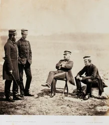 Generálmajor Henry William Barnard a štáb, z alba 52 fotografií spojených s krymskou válkou, 1855