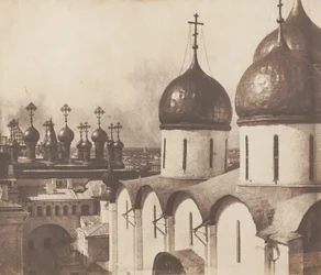 Moskva, kupole kostelů v Kremlu