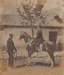 Omar Pasha a jeho britský styčný důstojník, plukovník Lintorn Simmons, 1855