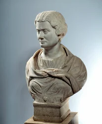 Umění starověkého Říma: Busta Melitiny, prevence matky bohů do piru. Sochařství kolem roku 162. Paříž, Musee Du Louvre