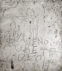 Rouhačské graffito Ukřižování (kámen)